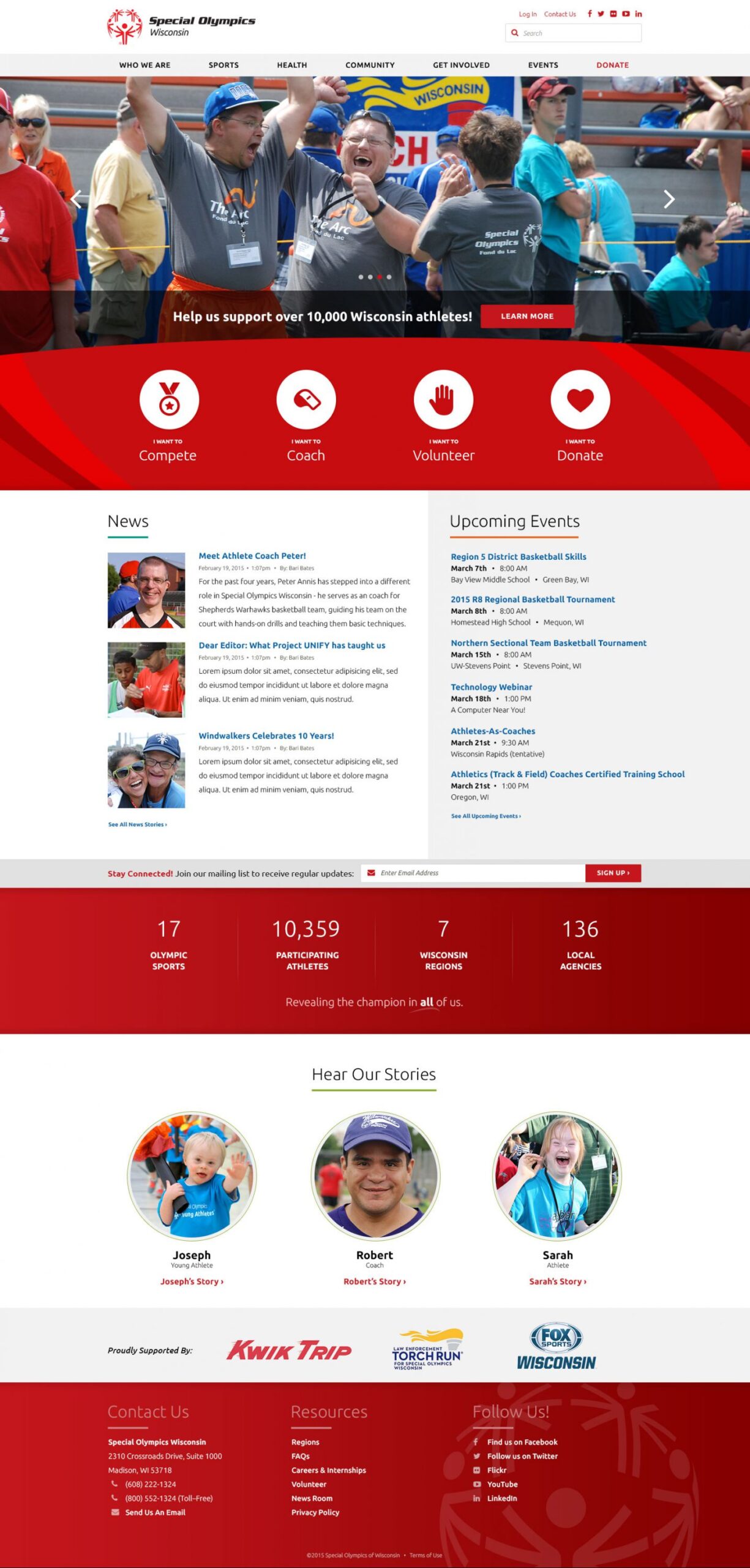 Special Olympics Wisconsin Website