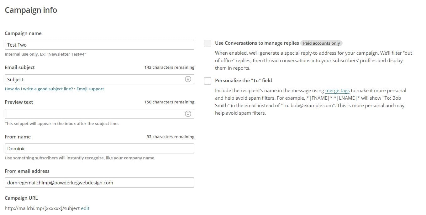 MailChimp Campaign View