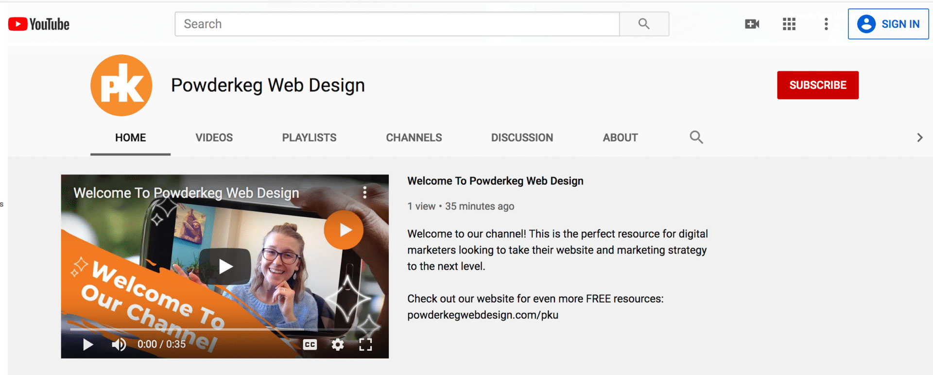 Screenshot of the Powderkeg YouTube Channel