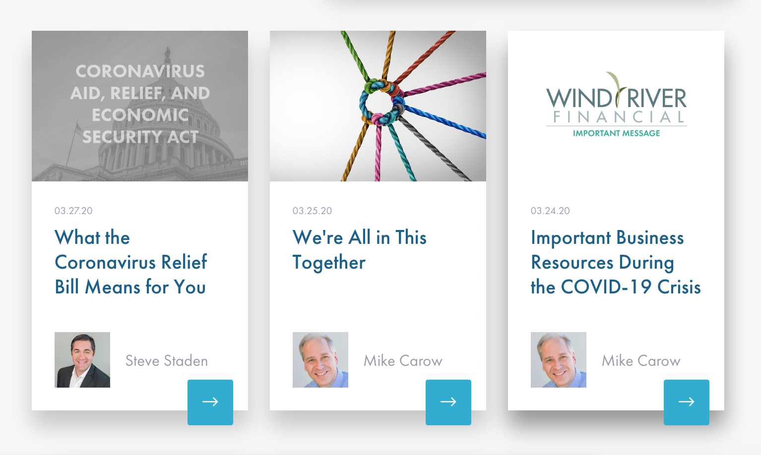 Screenshot of the latest Wind River blog posts.