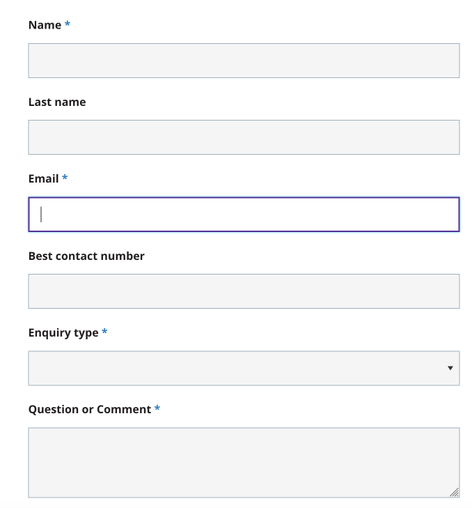 The highlight around the selected text field makes it very clear where you are in the form