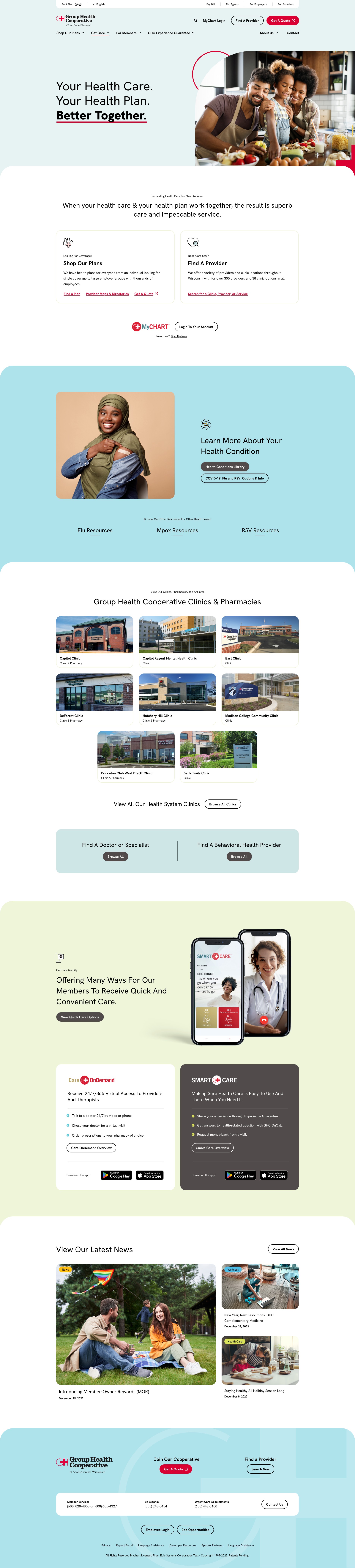 Group Health Cooperative of South Central Wisconsin Website