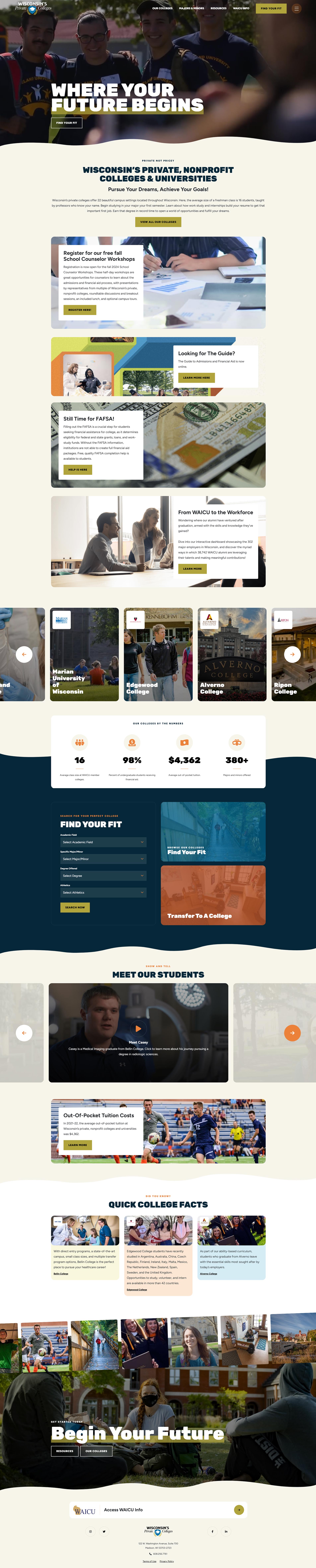 Wisconsin Private Colleges (WAICU) Website